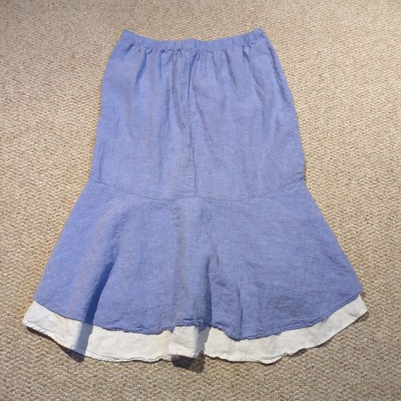 Two Star Dog TSD Linen Skirt Womens XL Purple Embroidered Layered Flare - Picture 3 of 6